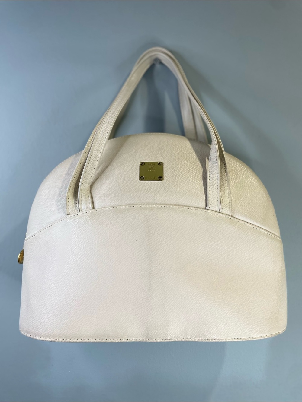 MCM Vintage Cream Dome Tote Handbag